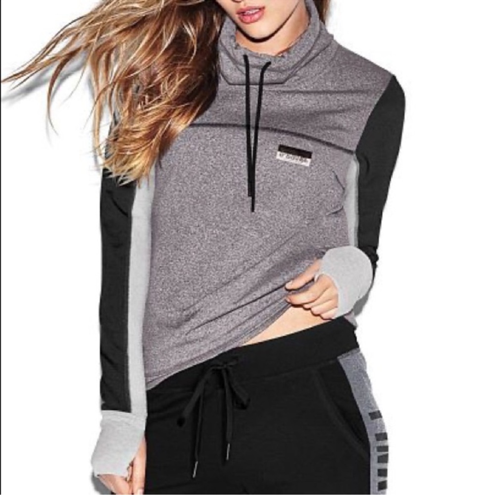 Victoria Secret Pink Ultimate Cowl Neck Grey Hoodie